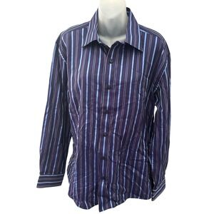 Zagiri Mens Dress Shirt Striped Long Sleeve Button Up Casual Party Size L